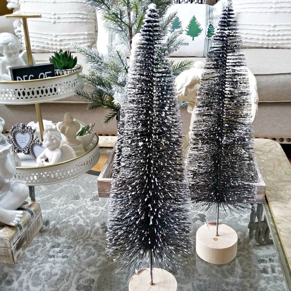 NEW! SET/2 TALL 19" BOTTLE BRUSH TREES - Picture 1 of 3